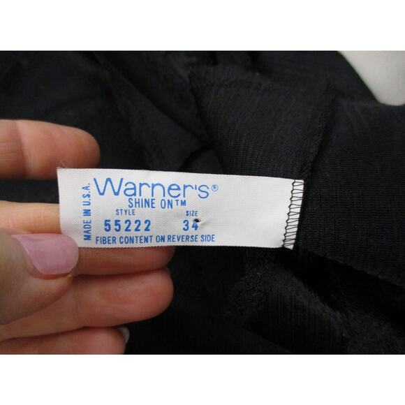 VINTAGE Satin Camisole Top Women 34 Medium Black Satin Lace Lingerie Warners USA - Picture 10 of 12